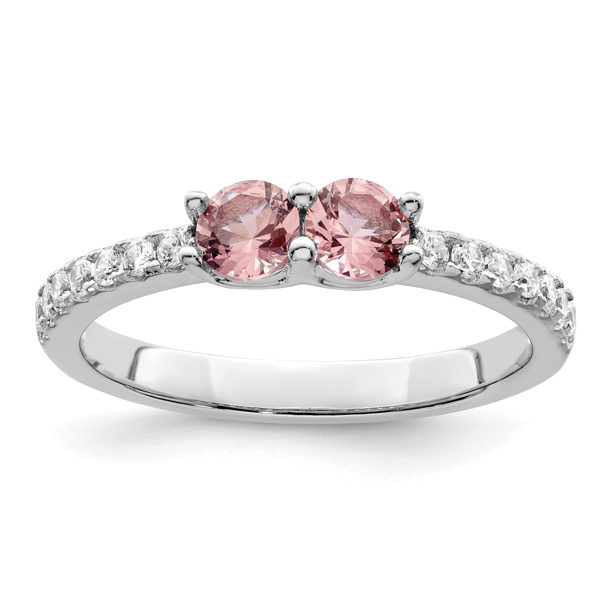 Sterling Silver Rhodium-plated Pink CZ Ring Main image