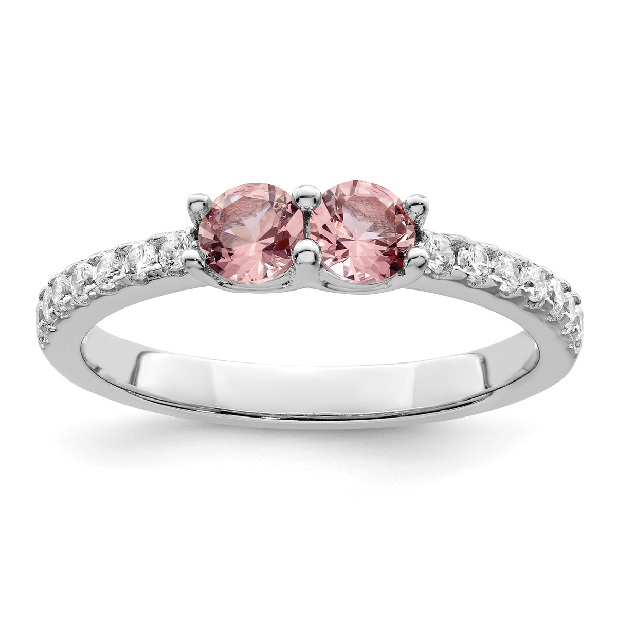 Sterling Silver Rhodium-plated Pink CZ Ring