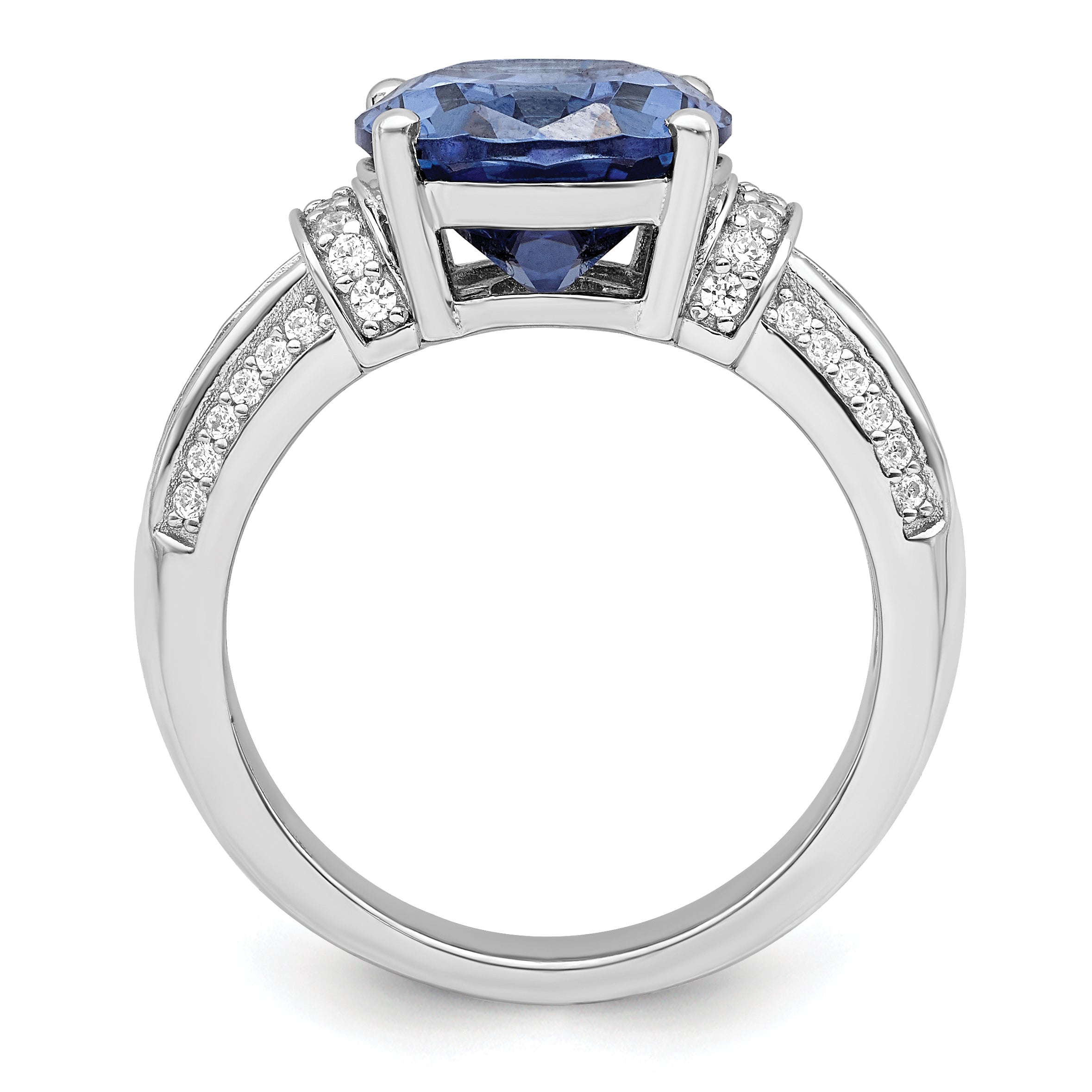 Sterling Silver Rhodium plated Blue & White CZ Ring Secondary image