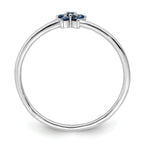 Sterling Silver Rhodium-Plated Polished Blue Cubic Zirconi Flower Ring