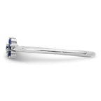 Sterling Silver Rhodium-Plated Polished Blue Cubic Zirconi Flower Ring