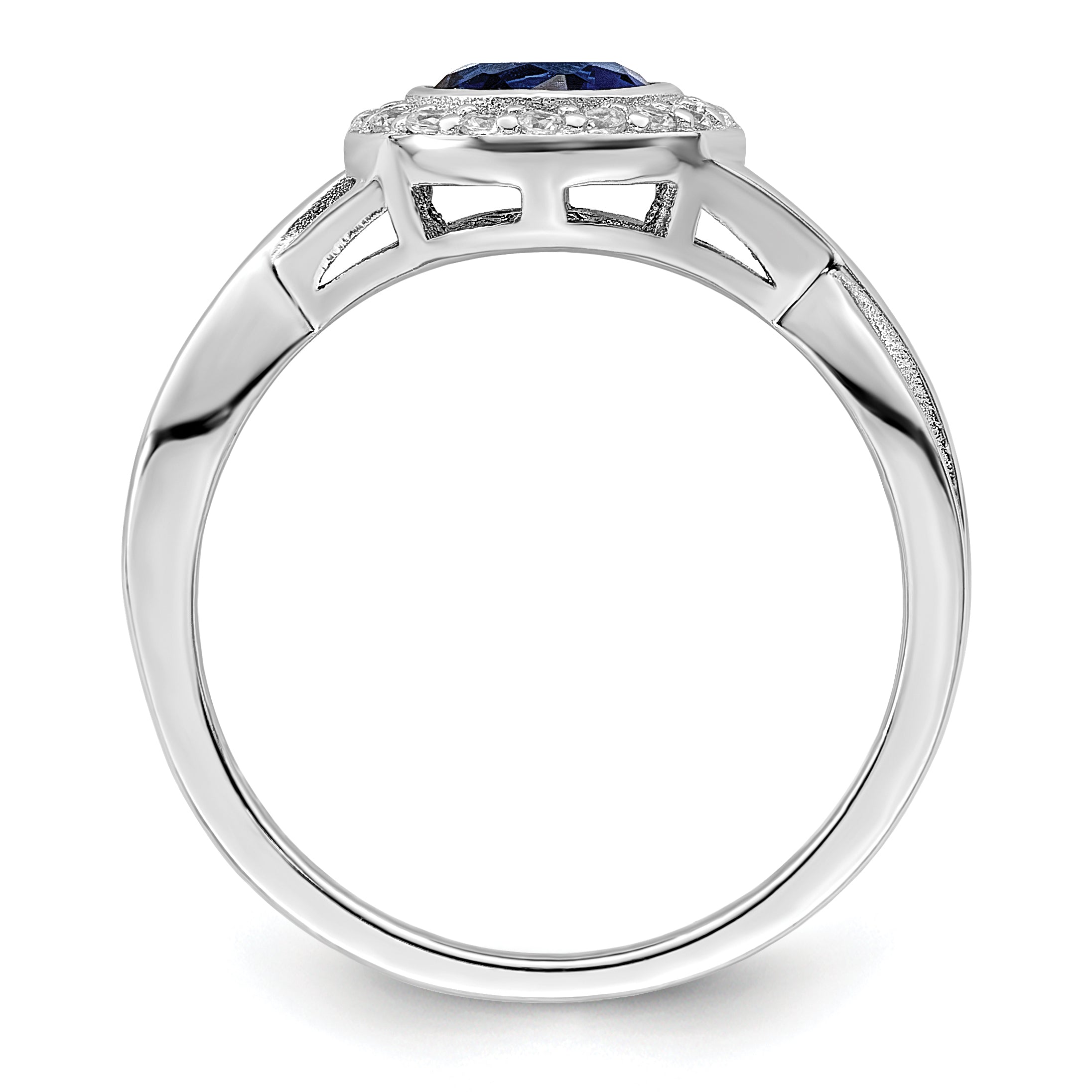 Sterling Silver Rhodium-Plated Cubic Zirconi and GlaSterling Silver Stone Ring Secondary image