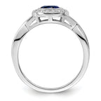 Sterling Silver Rhodium-Plated Cubic Zirconi and GlaSterling Silver Stone Ring