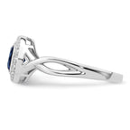 Sterling Silver Rhodium-Plated Cubic Zirconi and GlaSterling Silver Stone Ring