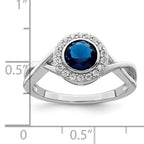 Sterling Silver Rhodium-Plated Cubic Zirconi and GlaSterling Silver Stone Ring