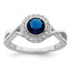 Sterling Silver Rhodium-Plated Cubic Zirconi and GlaSterling Silver Stone Ring