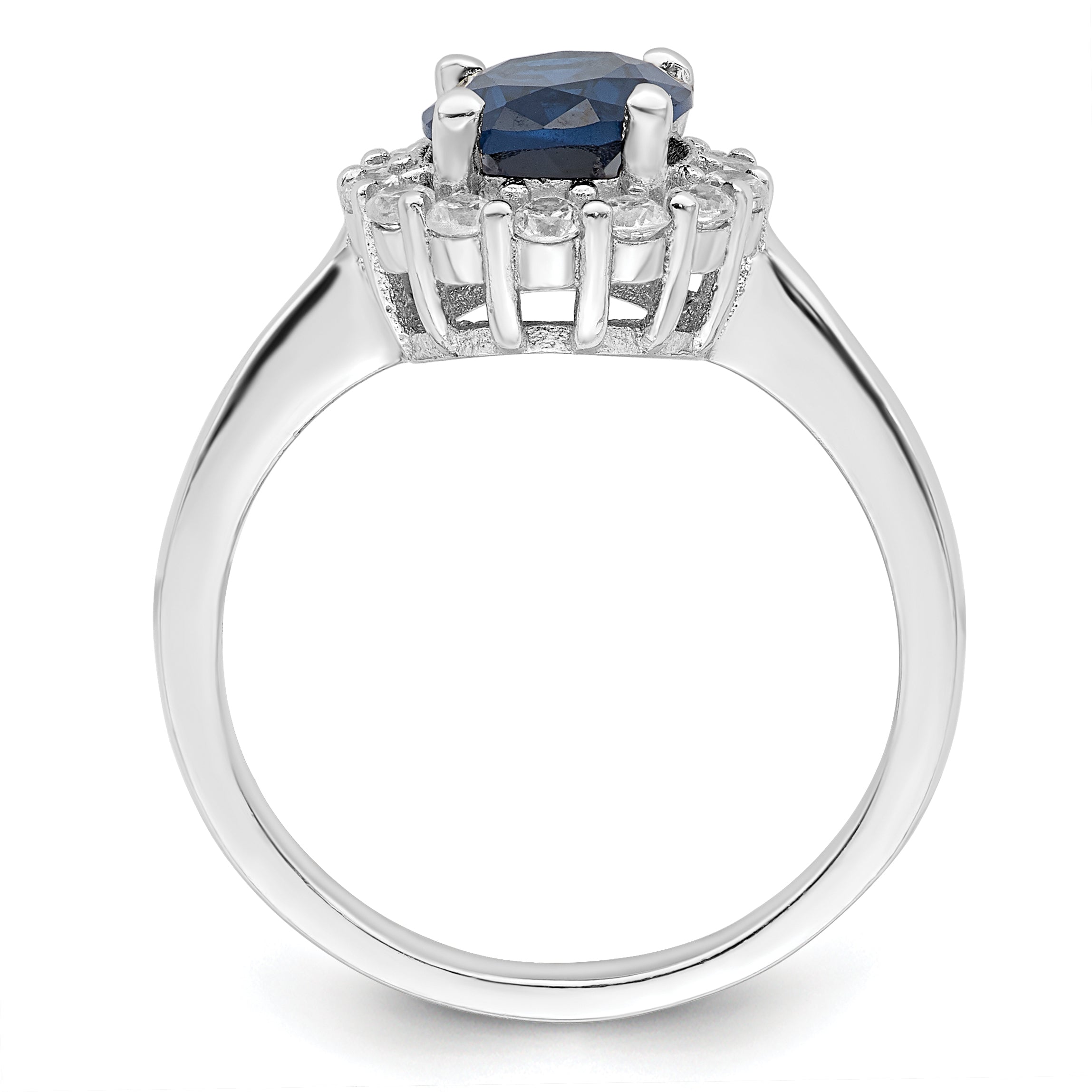 Sterling Silver Polished Rhodium-plated Blue and Clear CZ Ring Secondary image