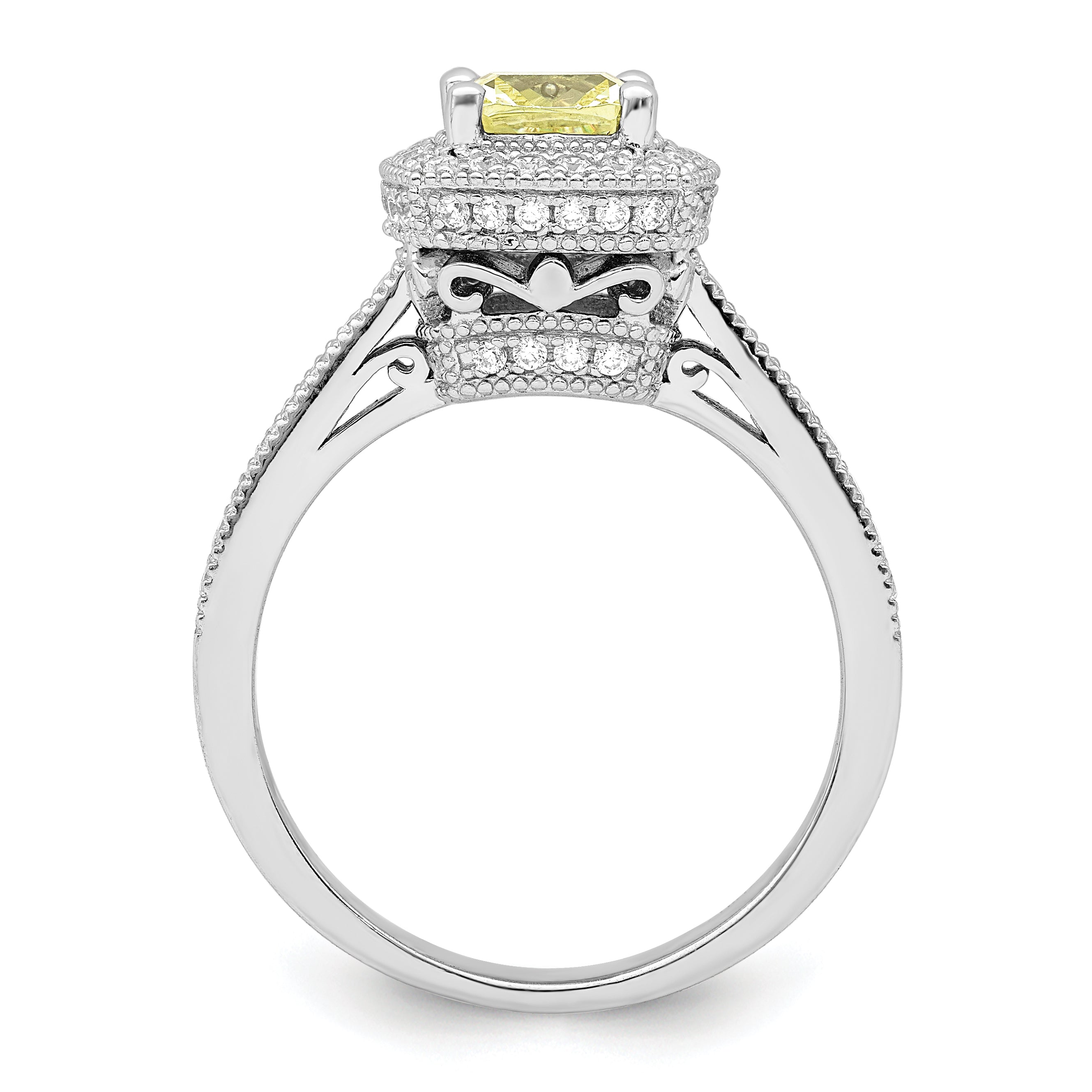 Sterling Silver Rhodium plated White and Yellow CZ Ring Secondary image