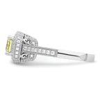 Sterling Silver Rhodium plated White and Yellow CZ Ring