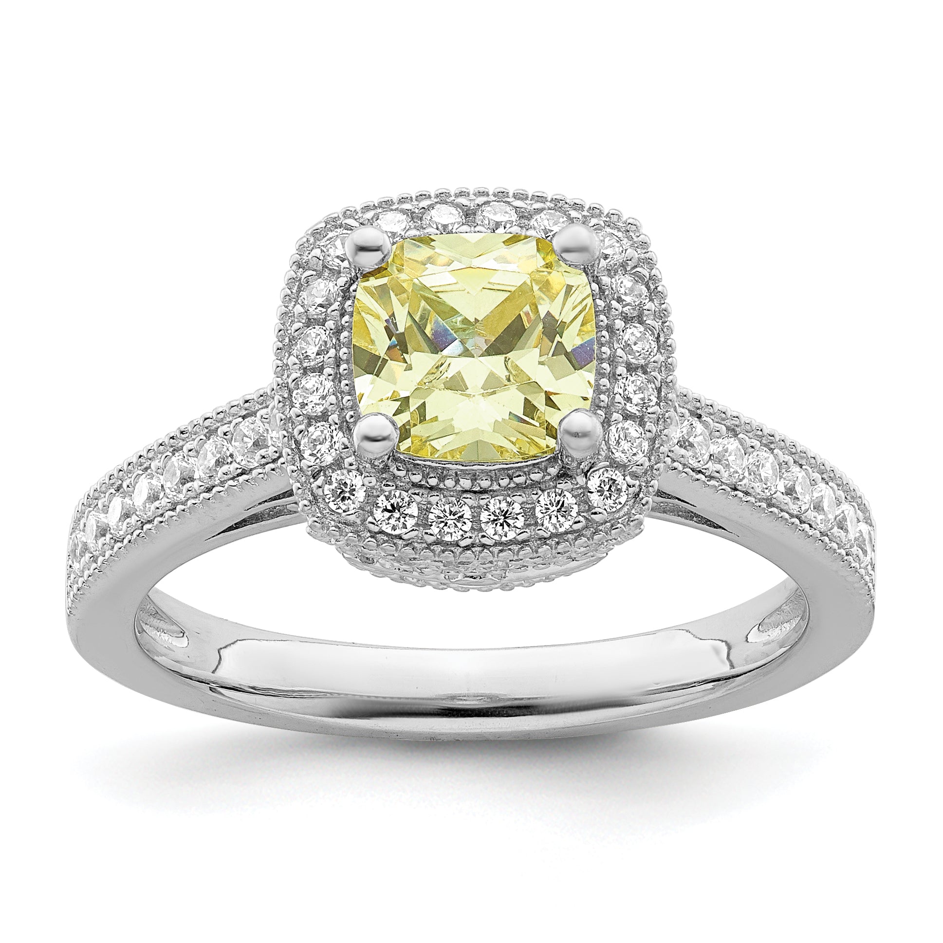 Sterling Silver Rhodium plated White and Yellow CZ Ring Main image