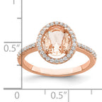 Sterling Silver Rose-tone Pink & White CZ Oval Ring