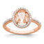 Sterling Silver Rose-tone Pink & White CZ Oval Ring
