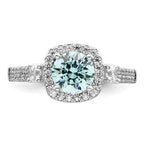 Sterling Silver Rhodium plated Carribean Green & White CZ Ring