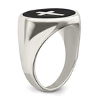 Sterling Silver Rhodium-plated Enameled Cross Ring
