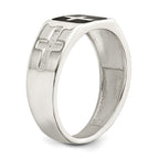 Sterling Silver Rhodium-plated Enameled Cross Ring