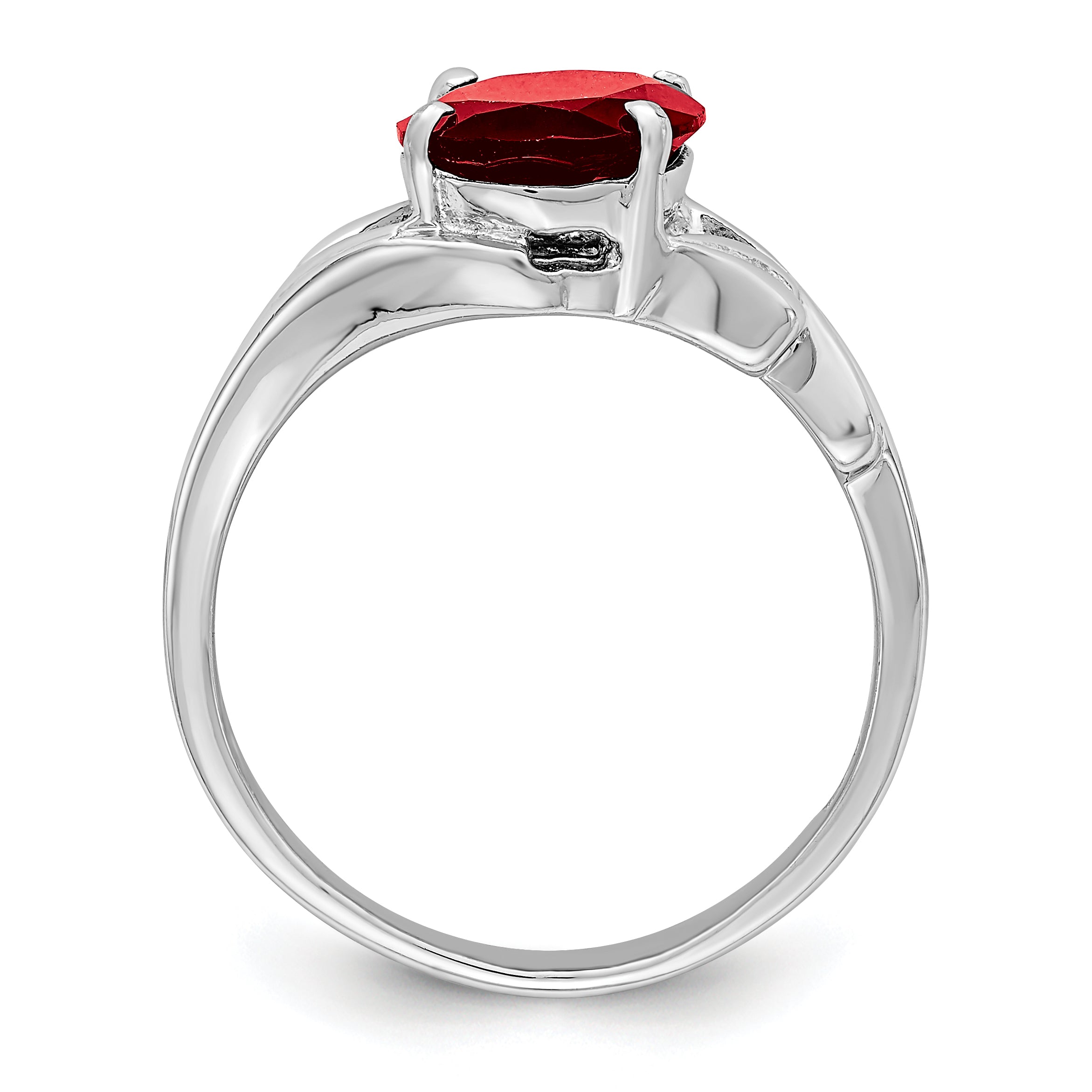 Sterling Silver Rhodium-plated Garnet Ring Secondary image