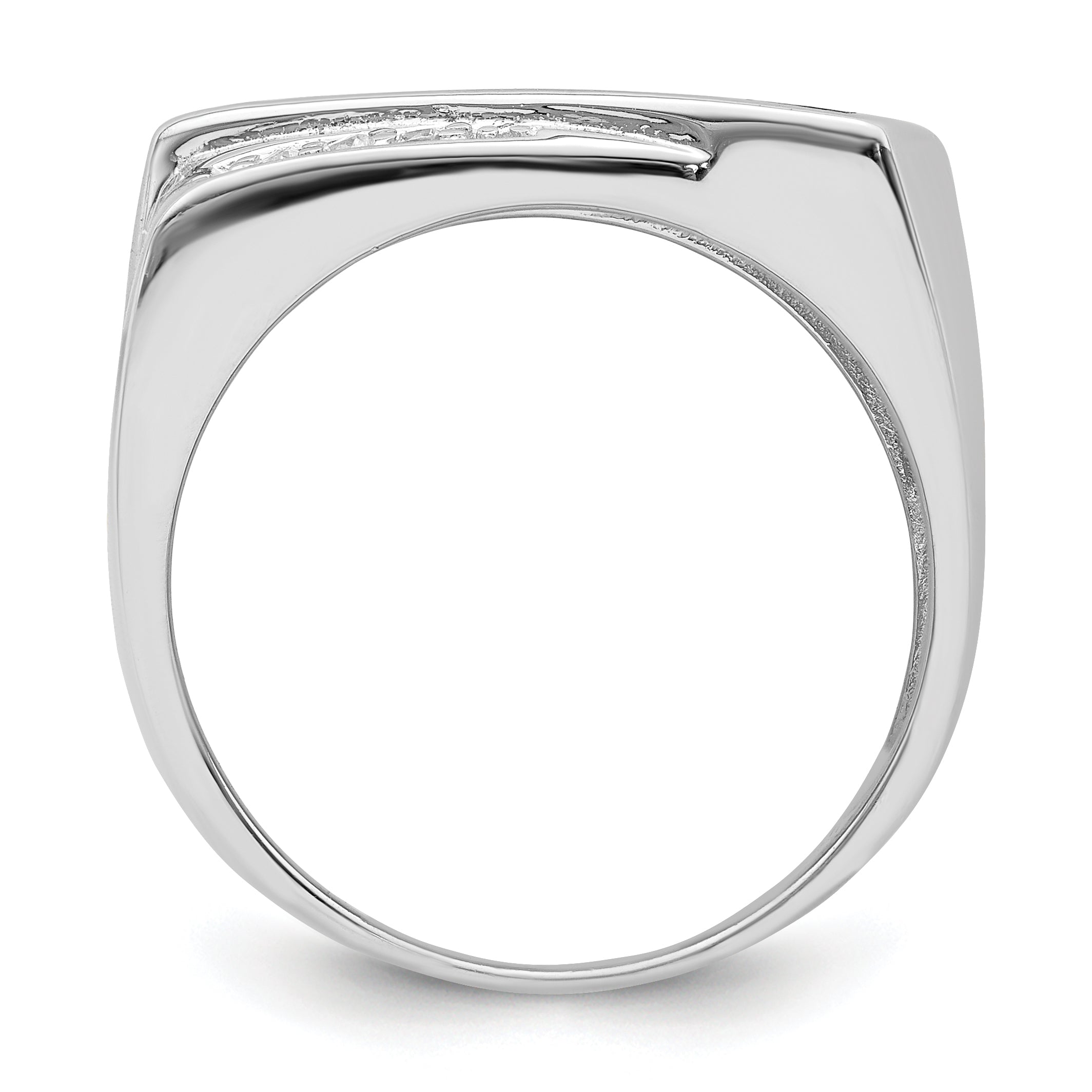 Sterling Silver Rhodium-plated CZ & Onyx Ring Secondary image