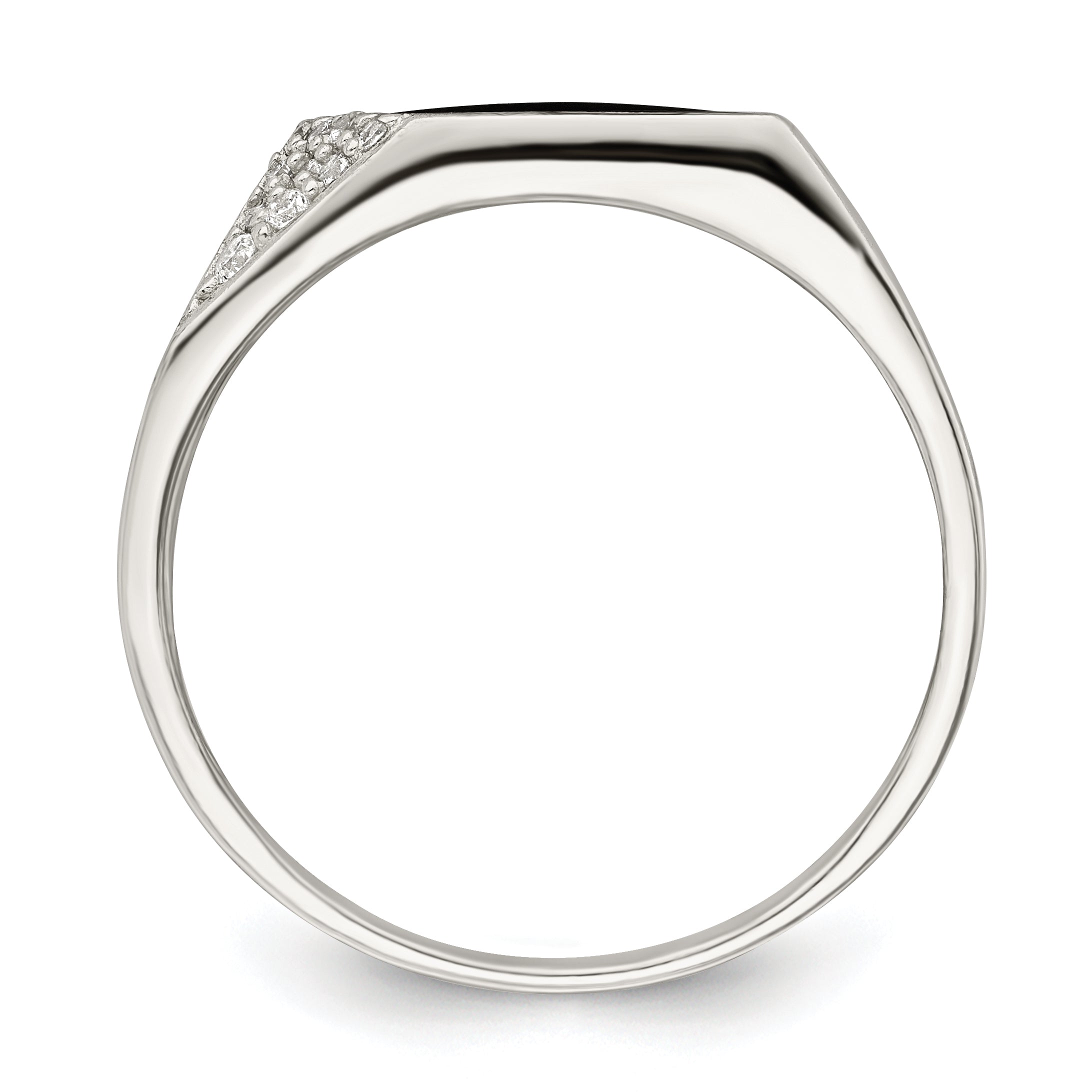 Sterling Silver Black Enameled and CZ Mens Ring Secondary image