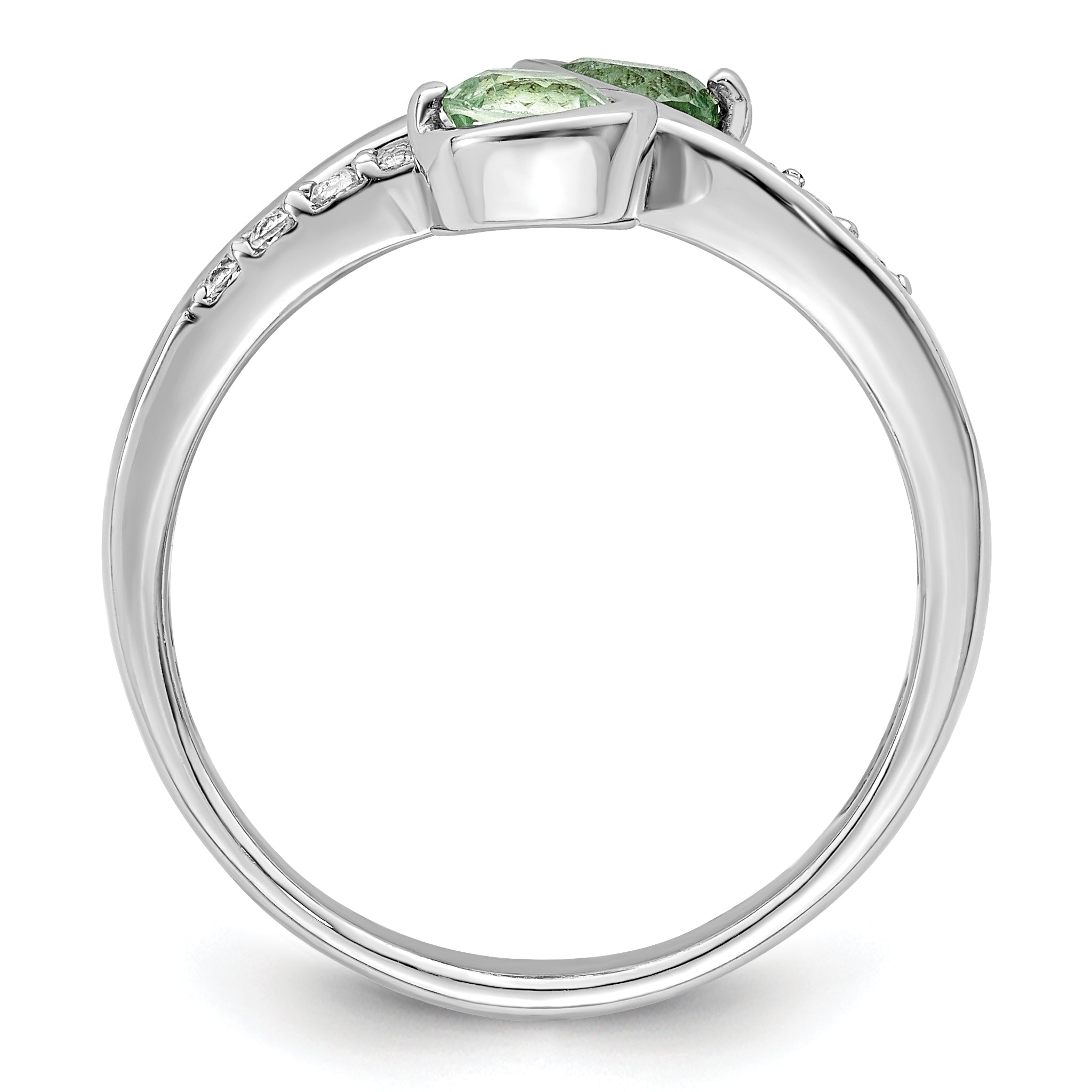 SS Rhod-plated .6t.w. Green Quartz & White Topaz Swirl Ring Secondary image