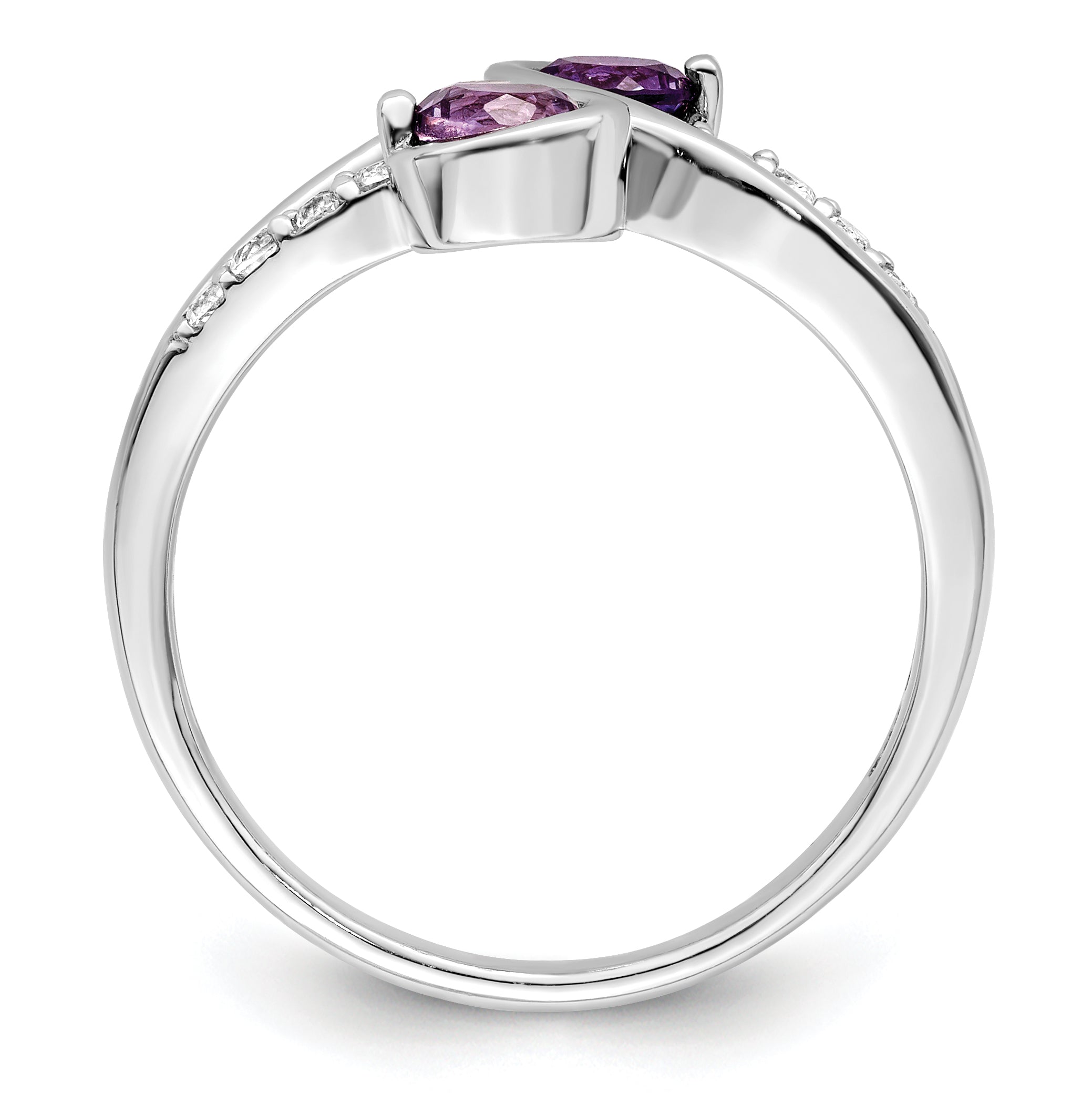 SterlingSilver Rhod-plated .6t.w. Amethyst & White Topaz Swirl Ring Secondary image