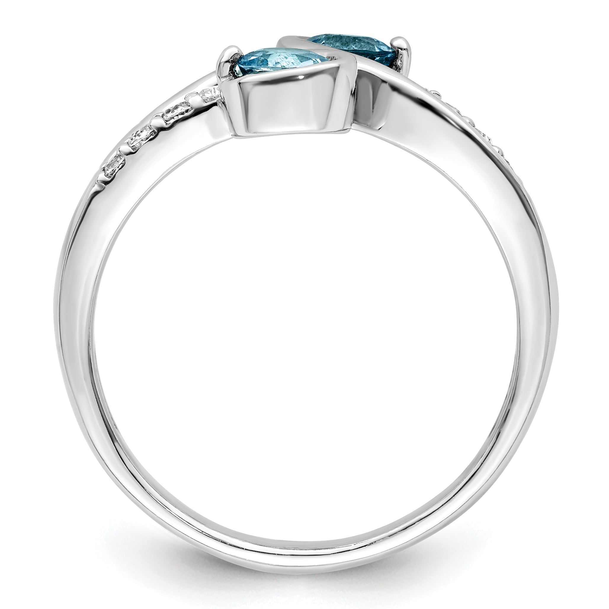 Sterling Silver Rhod-plated .8t.w. LSBT/White Topaz Swirl Ring Secondary image