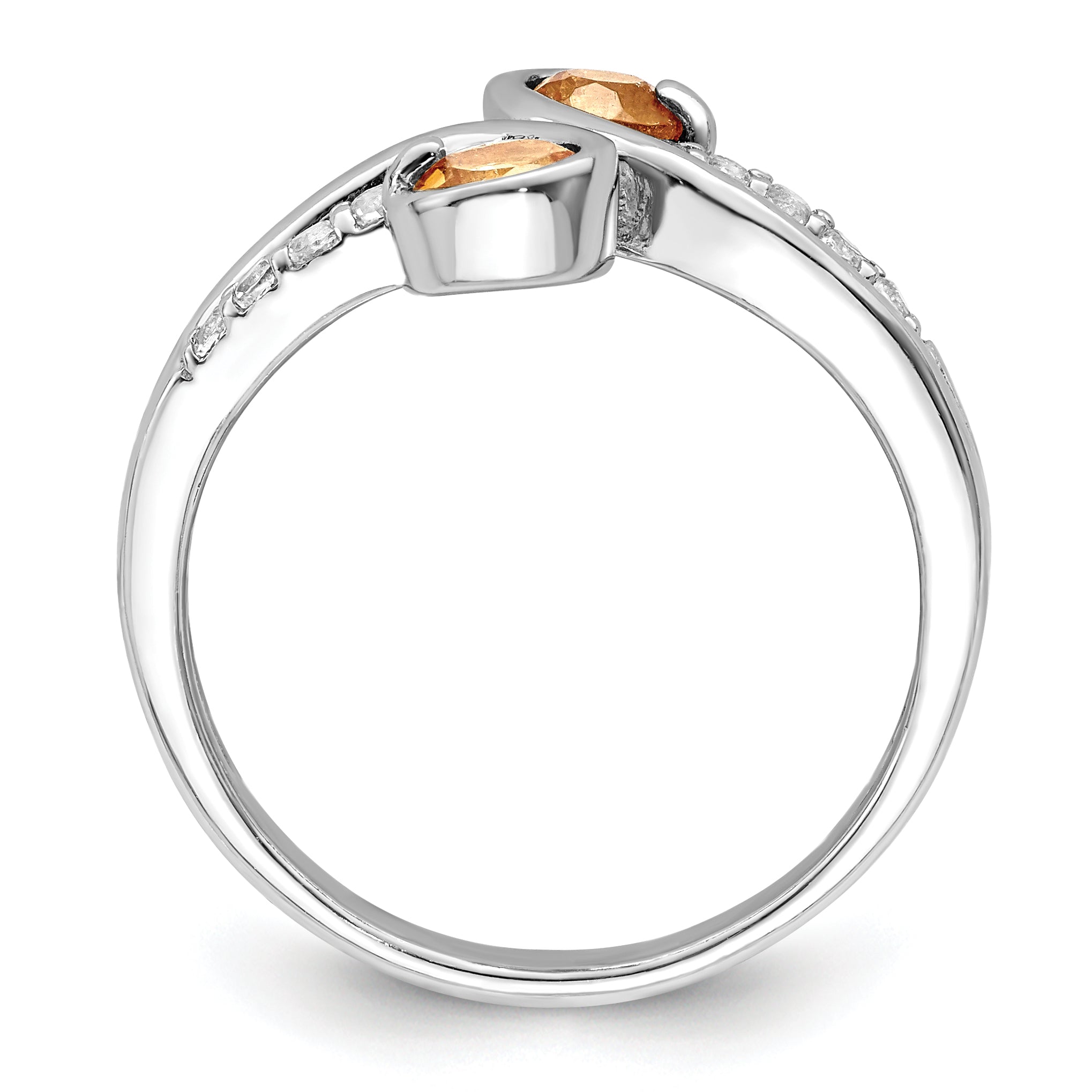 Sterling Silver Rhod-plated .60t.w. Citrine & White Topaz Swirl Ring Secondary image