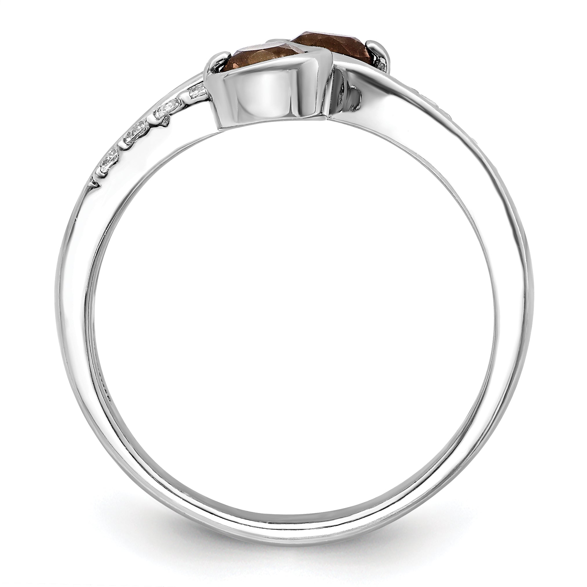 SS Rhod-plated .6t.w. Smoky Quartz & White Topaz Swirl Ring Secondary image
