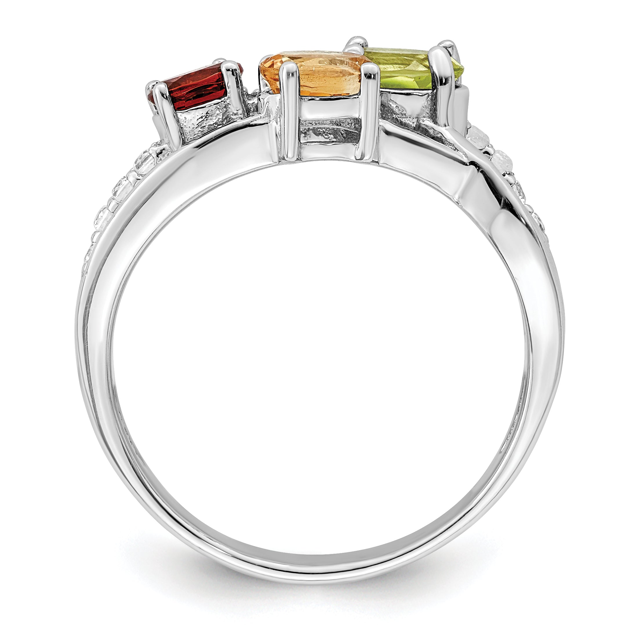 Sterling Silver RH-plated 1.08t.w. PE/CI/GA/WT Ring Secondary image