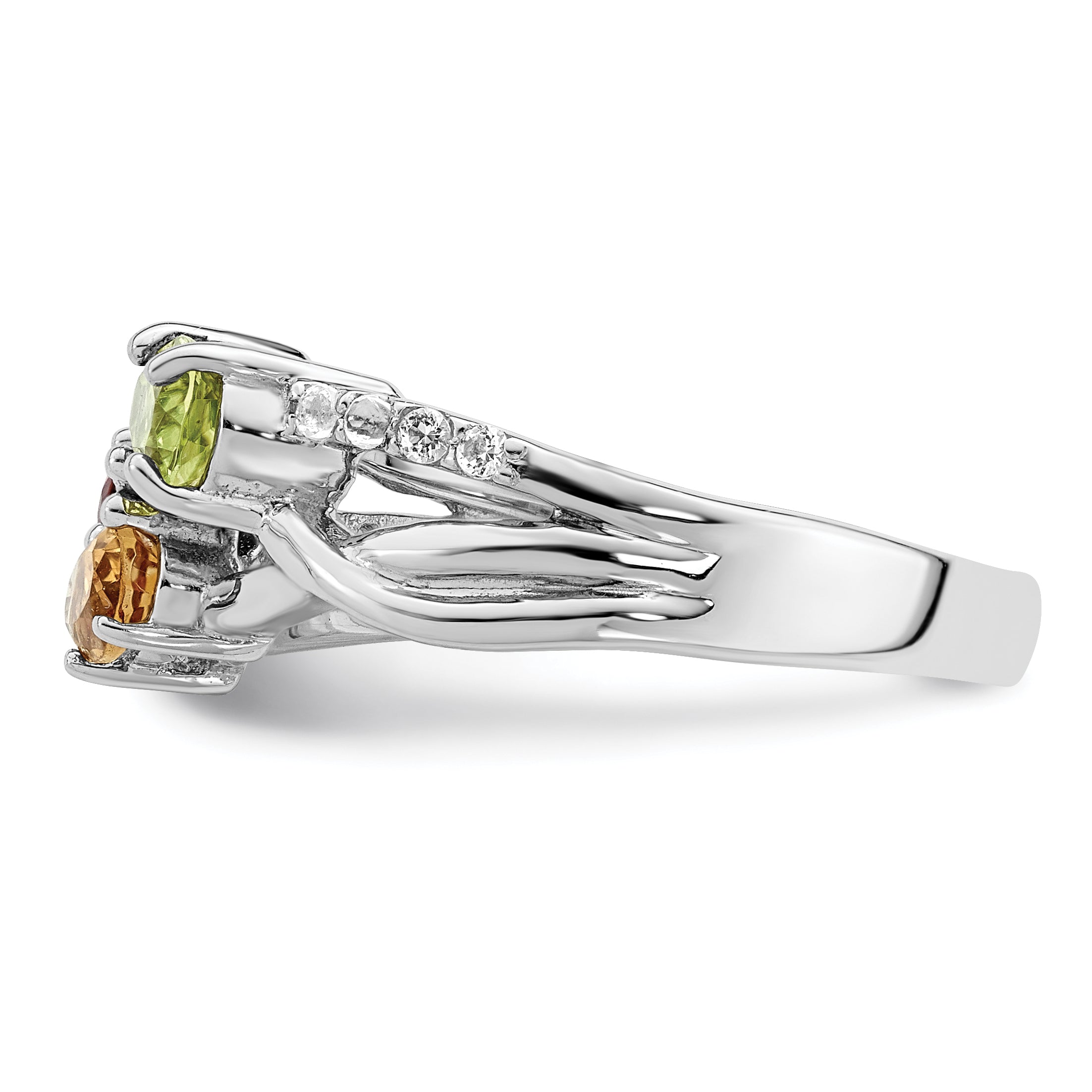 Sterling Silver RH-plated 1.08tw. PE/CI/GA/WT Ring