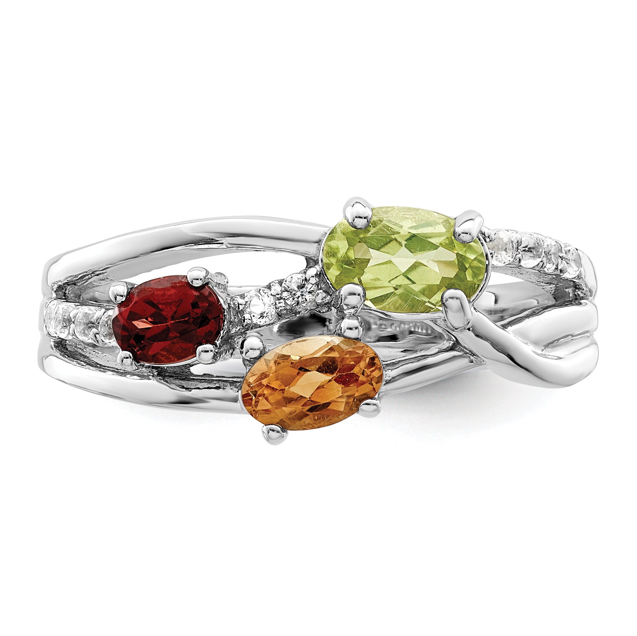 Sterling Silver RH-plated 1.08tw. PE/CI/GA/WT Ring