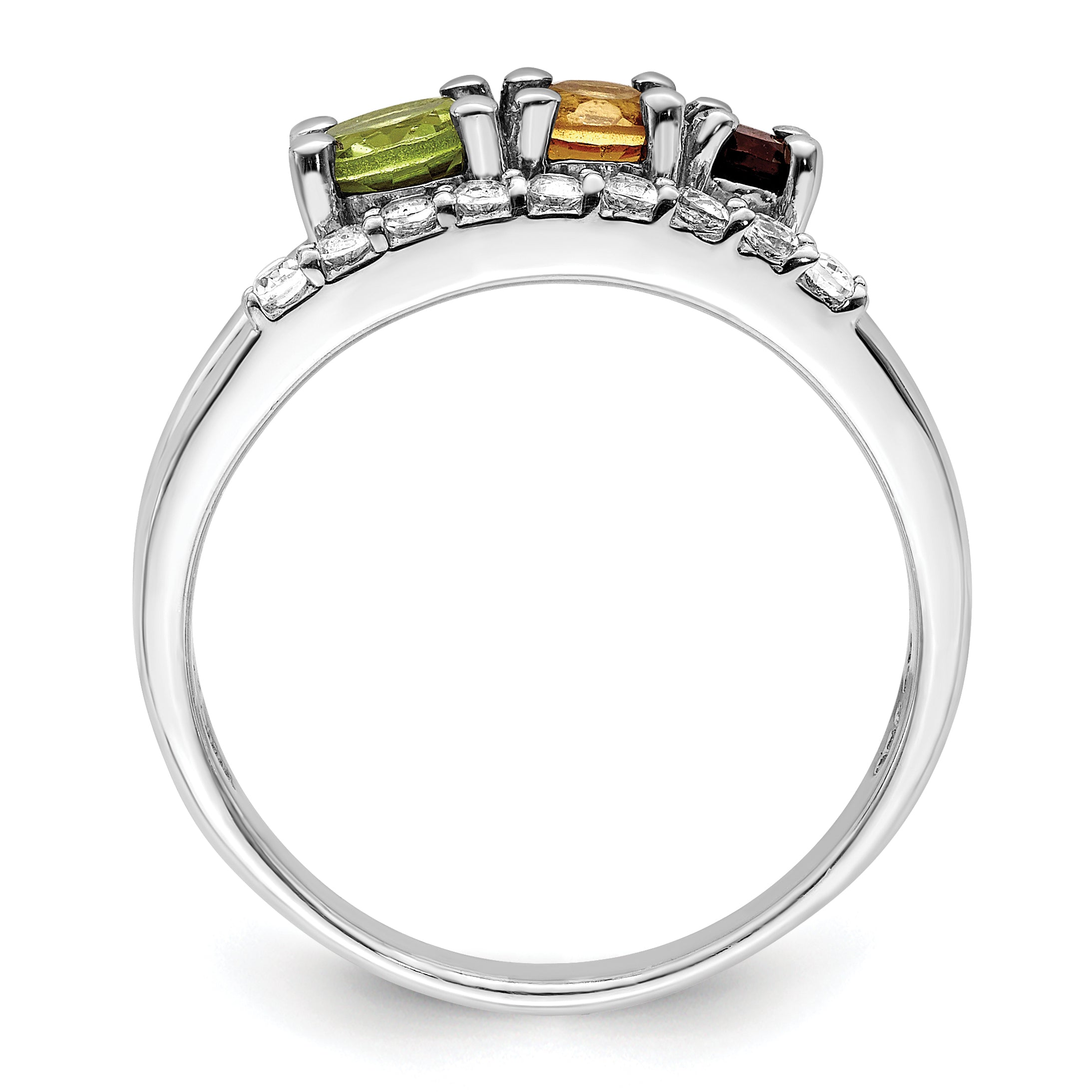 Sterling Silver RH-plated 1.02t.w. PE/CI/GA/WT Bypass Ring Secondary image