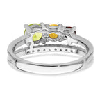 Sterling Silver RH-plated 1.02t.w. PE/CI/GA/WT Bypass Ring