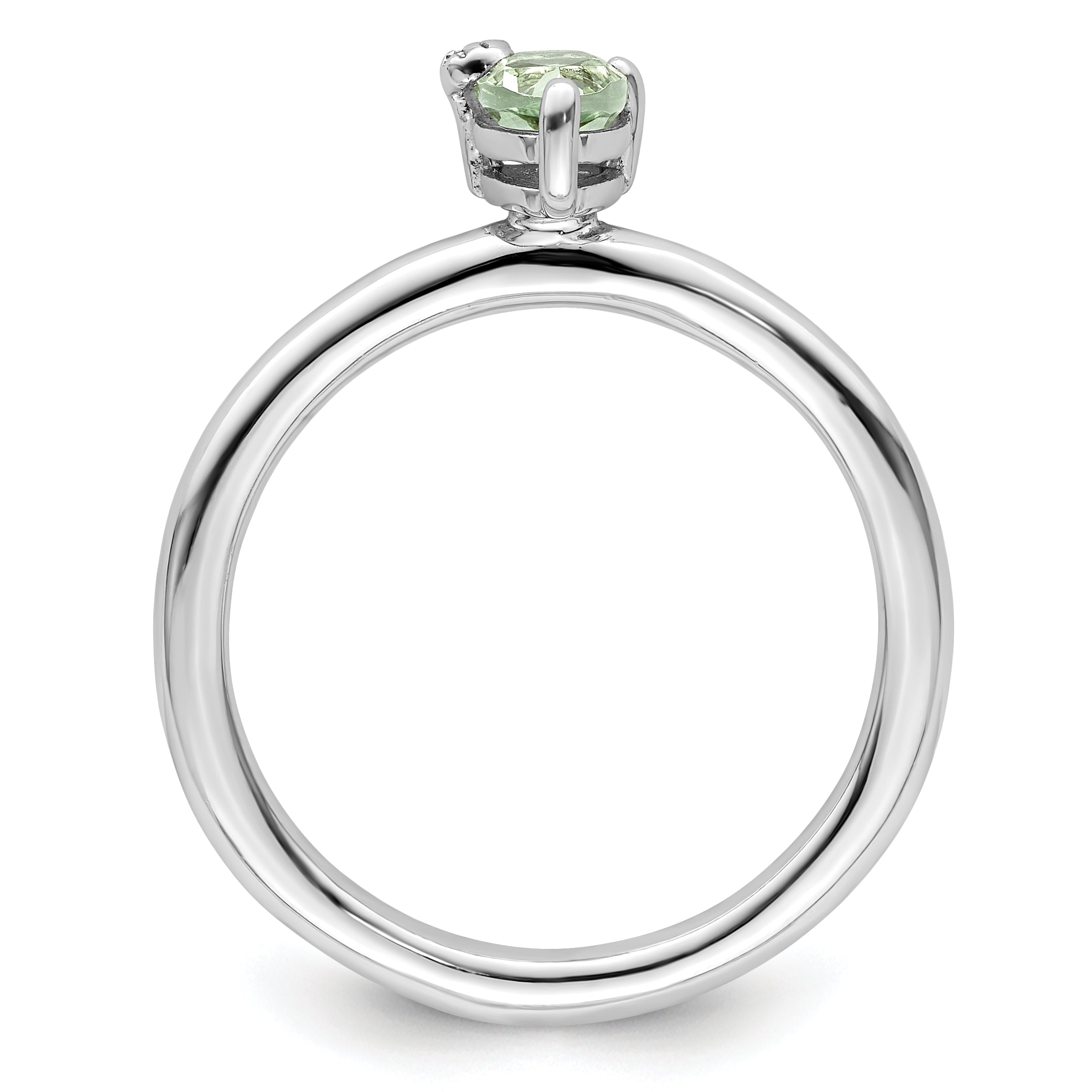 Sterling Silver Rhodium-plated Pear Green Quartz & White Topaz Ring Secondary image