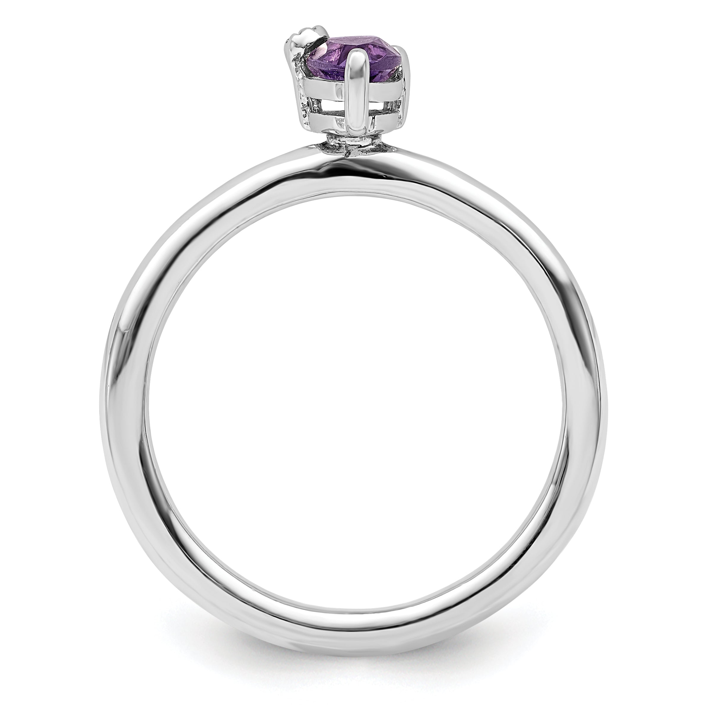 Sterling Silver Rhodium-Plated Polished Pear Amethyst & White Topaz Ring Secondary image