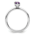 Sterling Silver Rhodium-Plated Polished Pear Amethyst & White Topaz Ring
