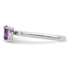 Sterling Silver Rhodium-Plated Polished Pear Amethyst & White Topaz Ring