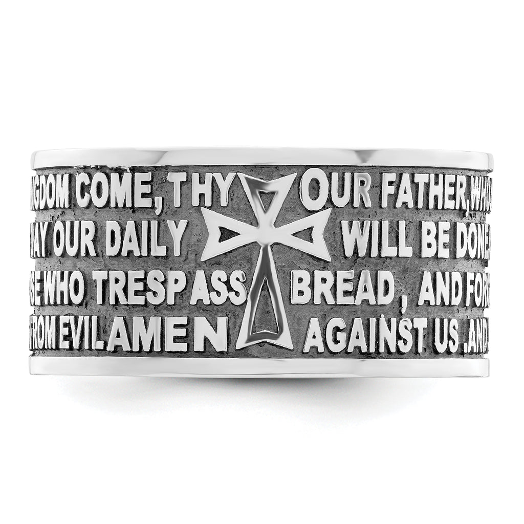 AMEN Sterling Silver Rhodium-plated Size 6.5 Lord's Prayer Ring