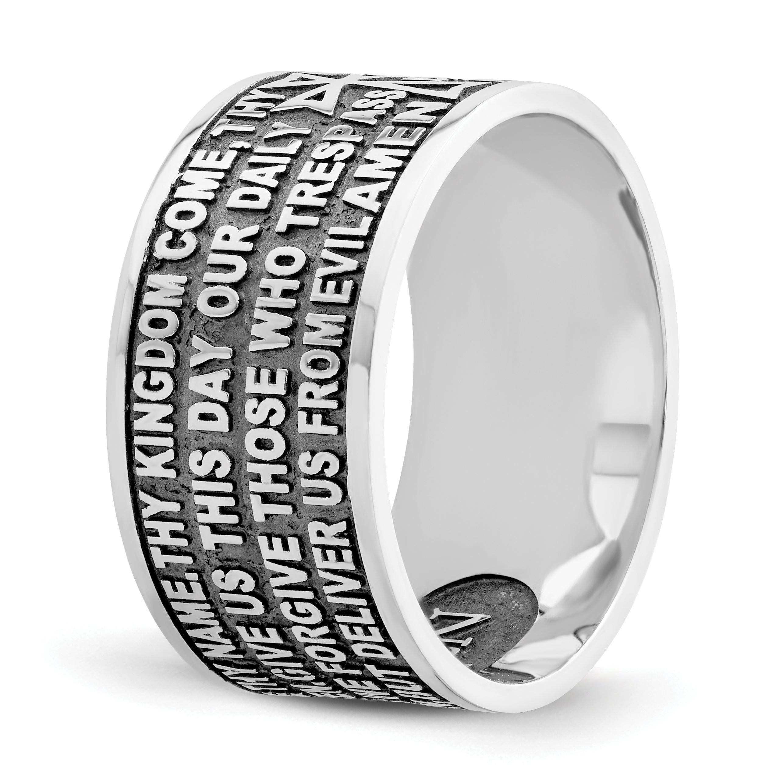AMEN Sterling Silver Rhodium-plated Size 6.5 Lord's Prayer Ring