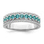 Sterling Silver Rhodium-Plated plated Aqua & White Cubic Zirconi Band