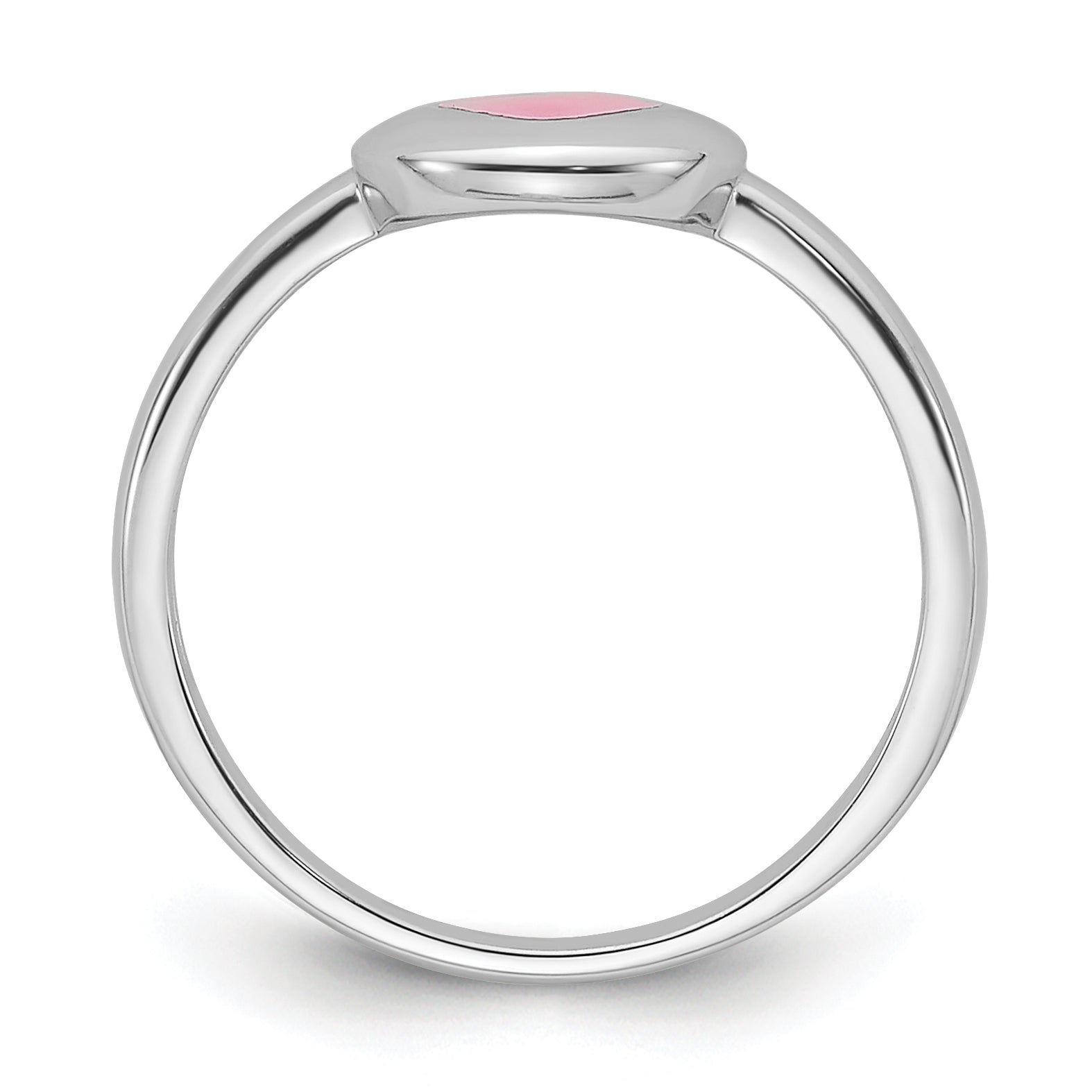 Sterling Silver Rhodium-plated Polished Pink Enamel Heart Children's Ring Secondary image
