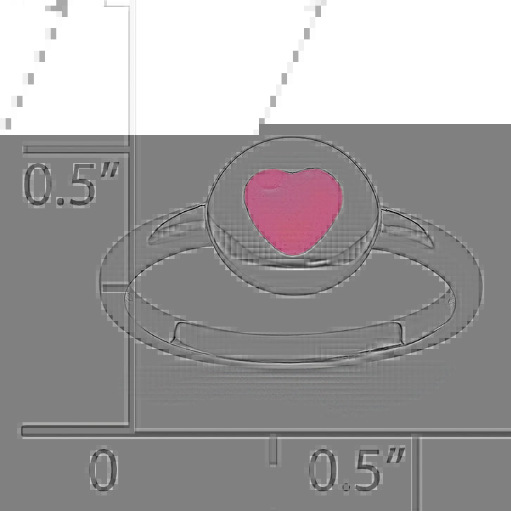 Sterling Silver Rhodium-plated Polished Pink Enamel Heart Children's Ring