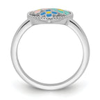 Sterling Silver RH-plated Beaded & Enameled Floral Heart Children's Ring
