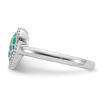 Sterling Silver RH-plated Beaded & Enameled Floral Heart Children's Ring