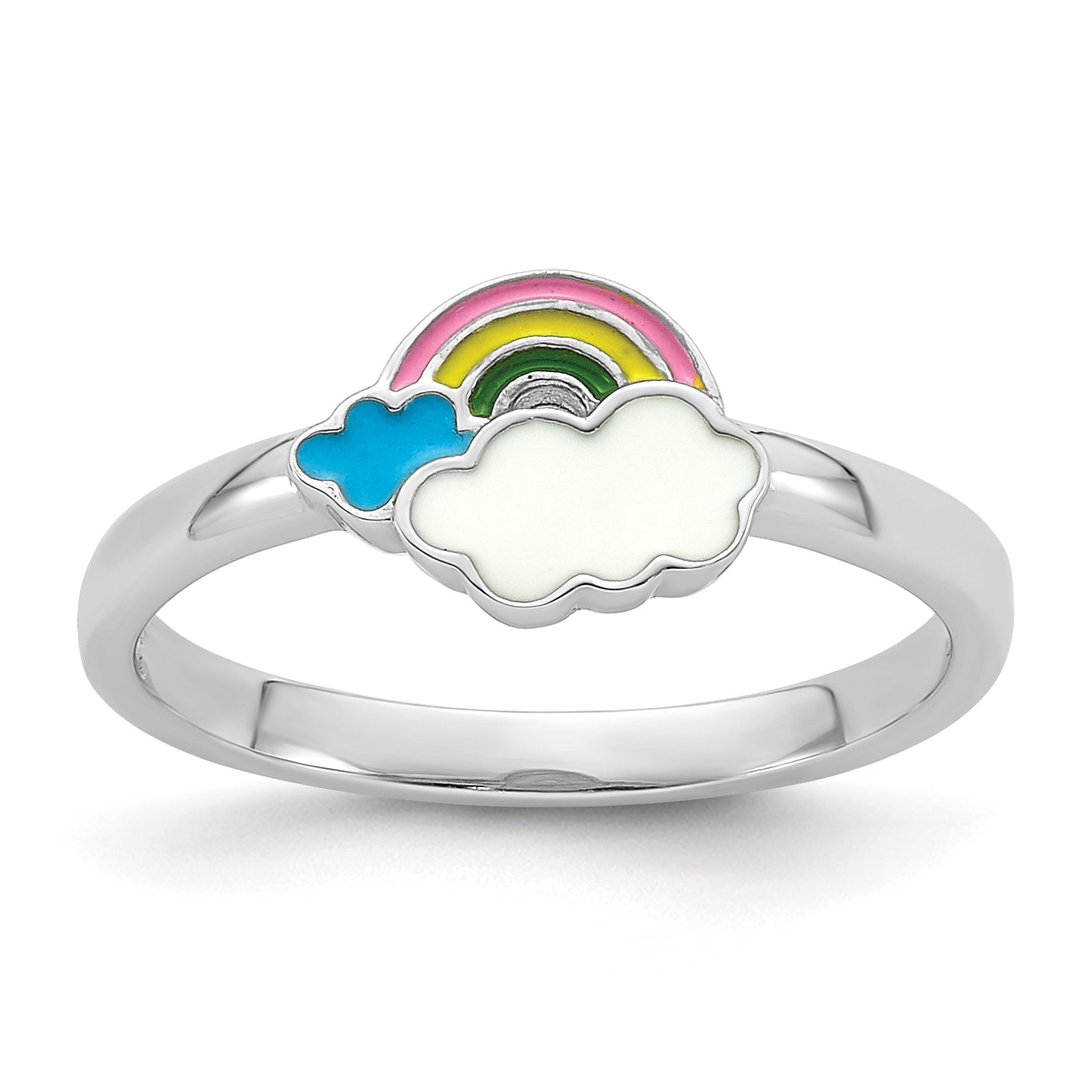Sterling Silver RH-plated Multi-color Enameled Rainbow Children's Ring Main image