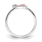 Sterling Silver Rhodium-plated Pink Enamel & CZ Elephant Children's Ring