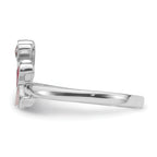 Sterling Silver Rhodium-plated Pink Enamel & CZ Elephant Children's Ring