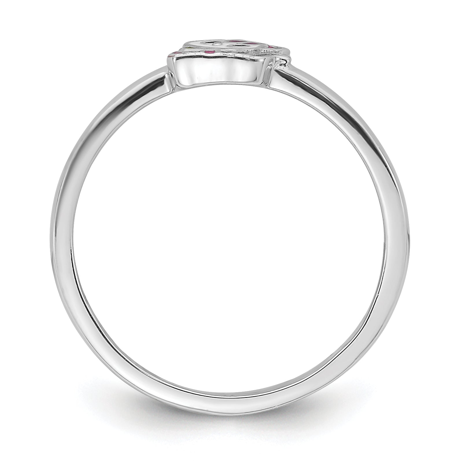 Sterling Silver Rhodium-plated Multi-color Enameled Cat Children's Ring Secondary image
