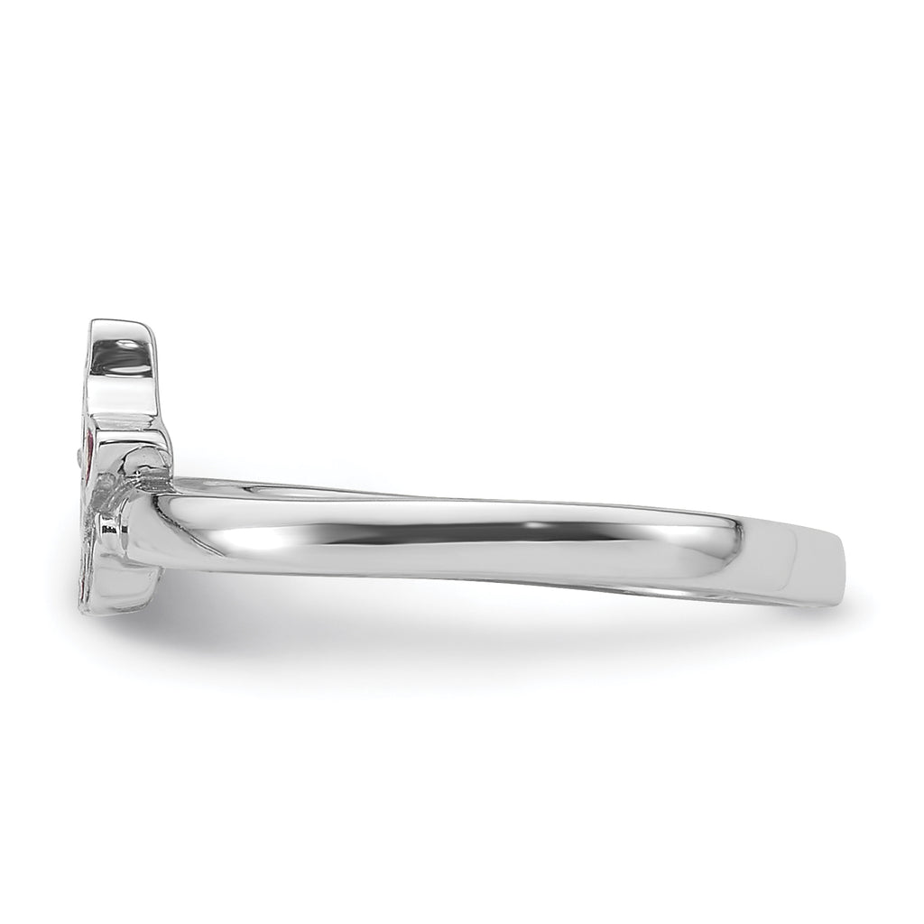 Sterling Silver Rhodium-plated Multi-color Enameled Cat Children's Ring
