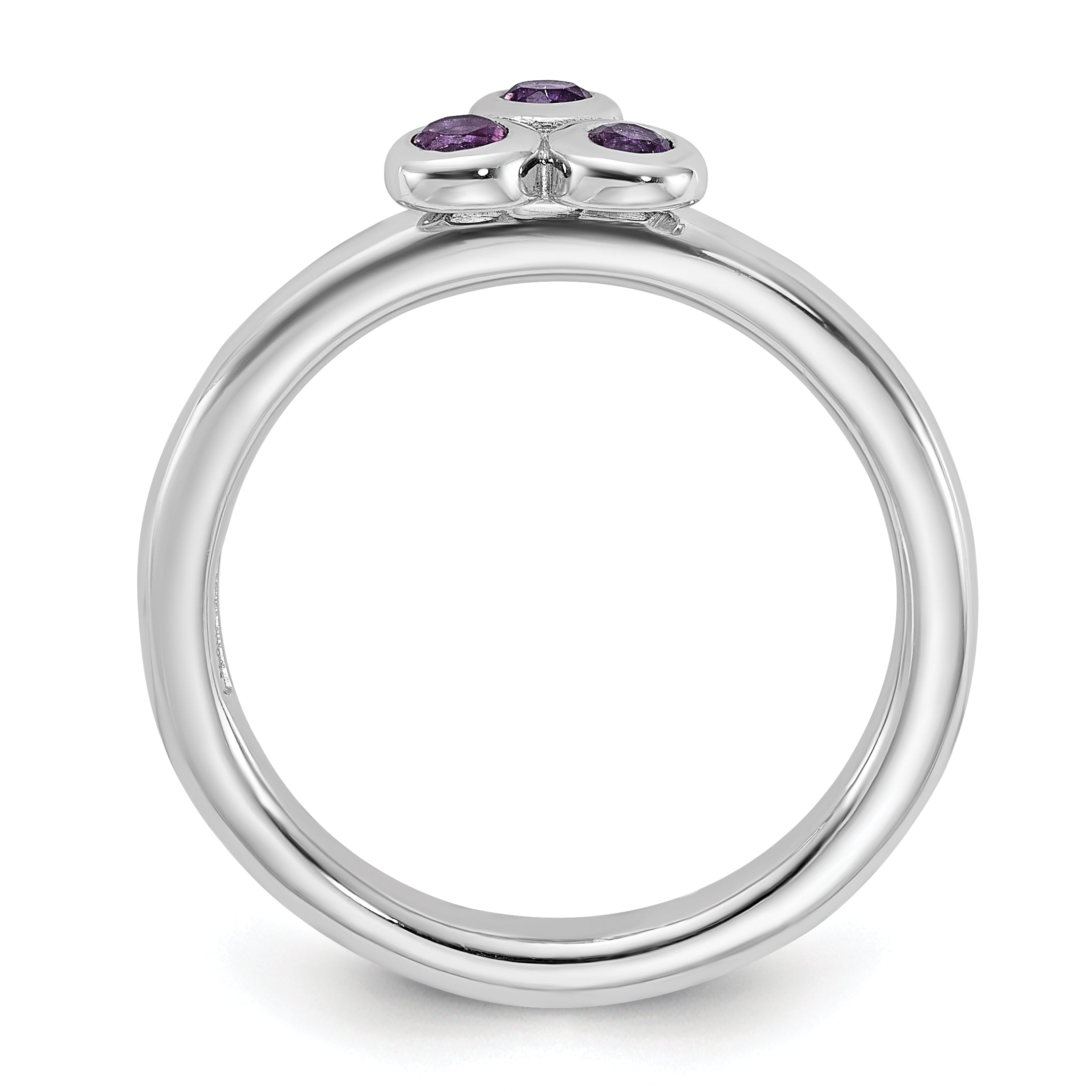 Sterling Silver Rhodium-plated Amethyst Ring Secondary image