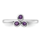 Sterling Silver Rhodium-plated Amethyst Ring